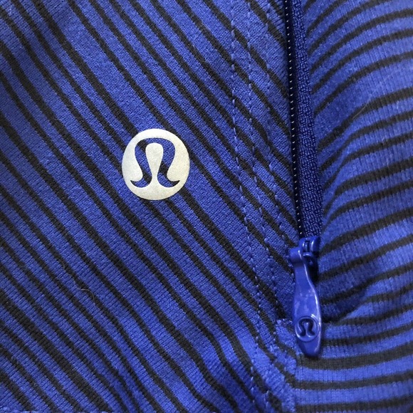Lululemon Stripe Sapphire Blue Black Kanto Catch Me LS Thumbhole Slim Rulu Top 4 - Picture 5 of 7